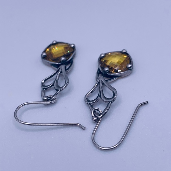Silpada RARE Sterling Faceted Citrine Heart Dangle French Wire Earrings - Picture 8 of 11